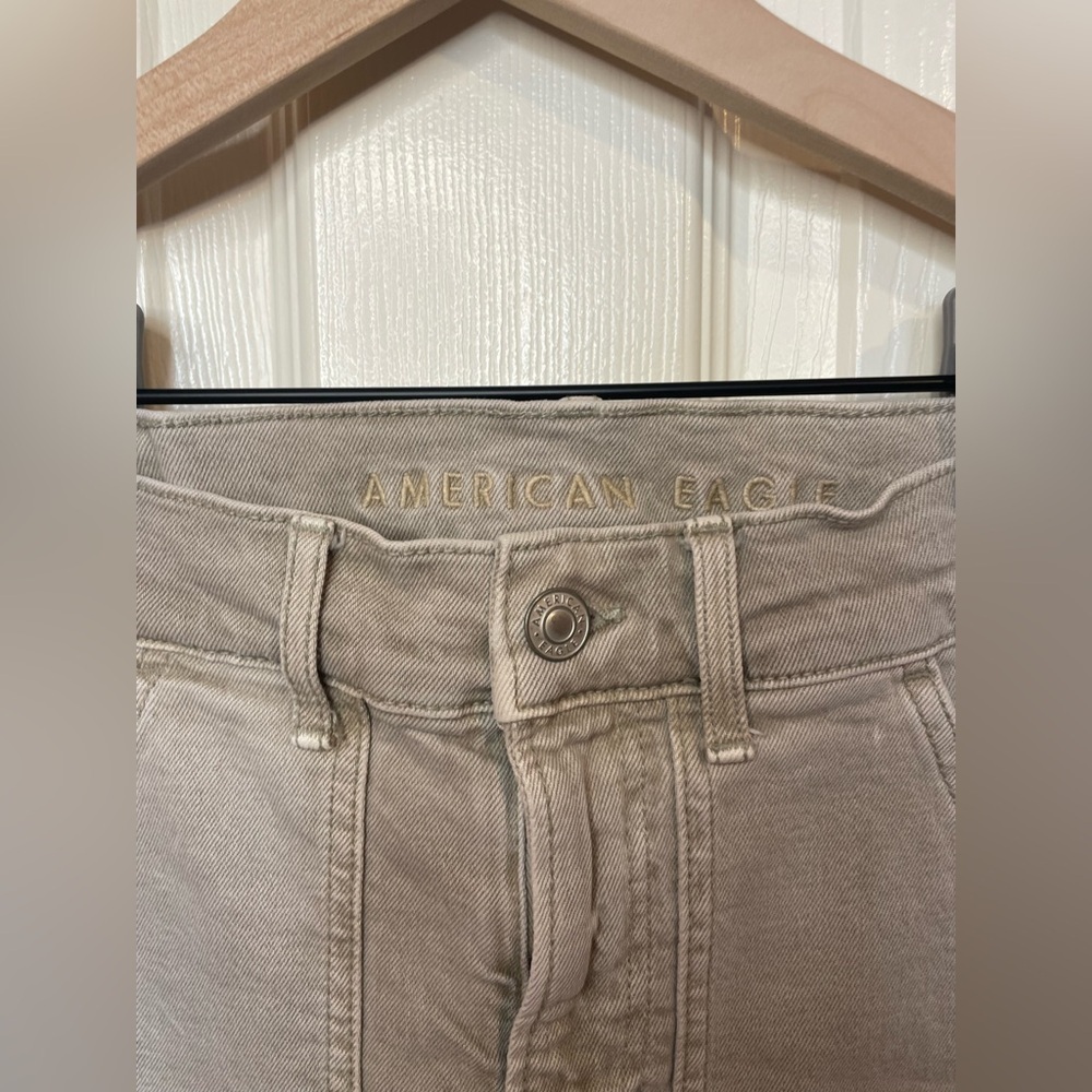 American Eagle Green Khaki Wide Leg Jeans Size 00 - Picture 3 of 9